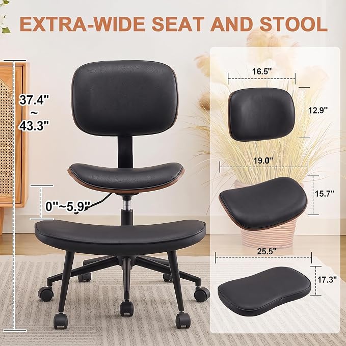 Criss Cross Legged Meditaion Chair,Exquisite Home Office Furniture,Ergonomic Kneeling with Lumbar Support and Adjustable Height Stool,for ADHD Adults,Teddy Fabric (Black