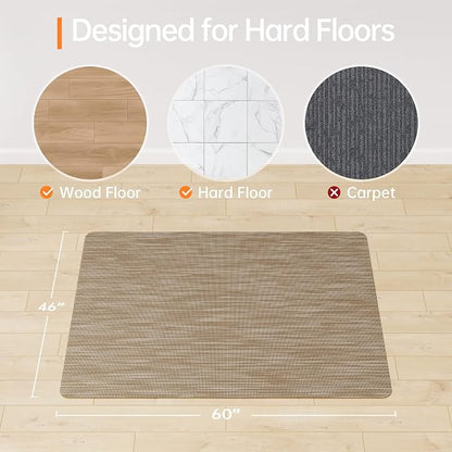 Office Chair Mat, 46" x 60" Computer Chair Mat for Hardwood Floor, Non-Curve Anti Slip Hard Floor Protector for Rolling Chair, PVC Mat Desk Rug for Home Office