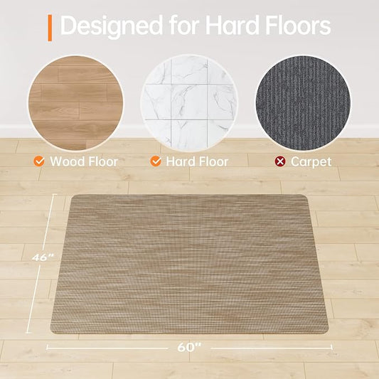 Office Chair Mat, 46" x 60" Computer Chair Mat for Hardwood Floor, Non-Curve Anti Slip Hard Floor Protector for Rolling Chair, PVC Mat Desk Rug for Home Office