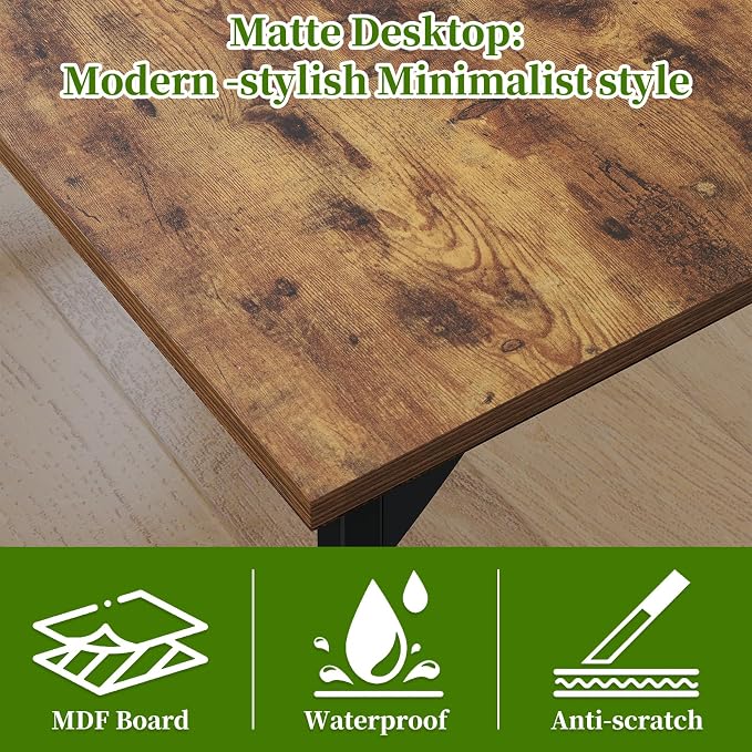 Grandder 32 inch Computer Desk, Small Home Office Desk Study Writing Kid Table for Small Spaces, Simple PC Work Desk, Adjustable Feet, Rustic Brown
