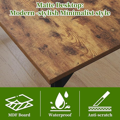 Grandder 32 inch Computer Desk, Small Home Office Desk Study Writing Kid Table for Small Spaces, Simple PC Work Desk, Adjustable Feet, Rustic Brown