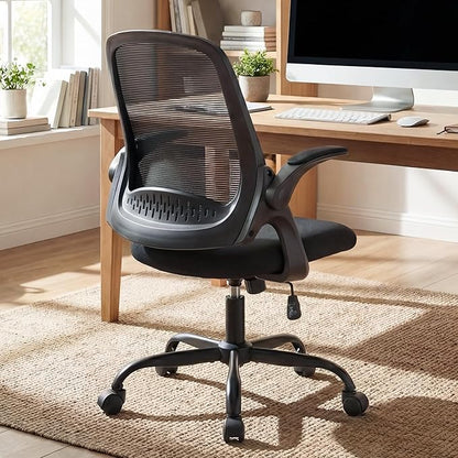 NEO CHAIR Office Chair Gaming Desk Computer Mesh Ergonomic Chair with Flip-up Arms Comfy Lumbar Support Adjustable Height Rolling Wheels Chair for Home Office (All Black)
