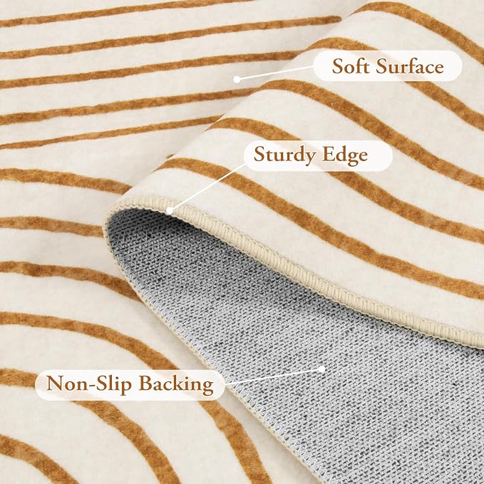 Lahome Abstract Area Rugs 9x12 Living Room, Soft Washable 9x12 Area Rug for Bedroom, Ultra-Thin Non-Slip Modern Non-Shedding Accent Carpet for Dining Room Office Darrell, Orange