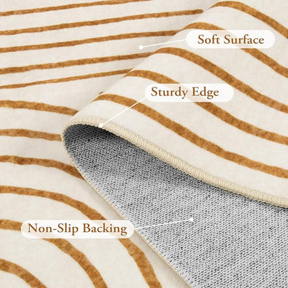 Lahome Abstract Washable Area Rug 6x9, Soft 6x9 Rug for Living Room Ultra-Thin Non Slip Bedroom Rug, Rainbow Orange Throw Carpet for Dining Room Darrell (6'x9',Orange)