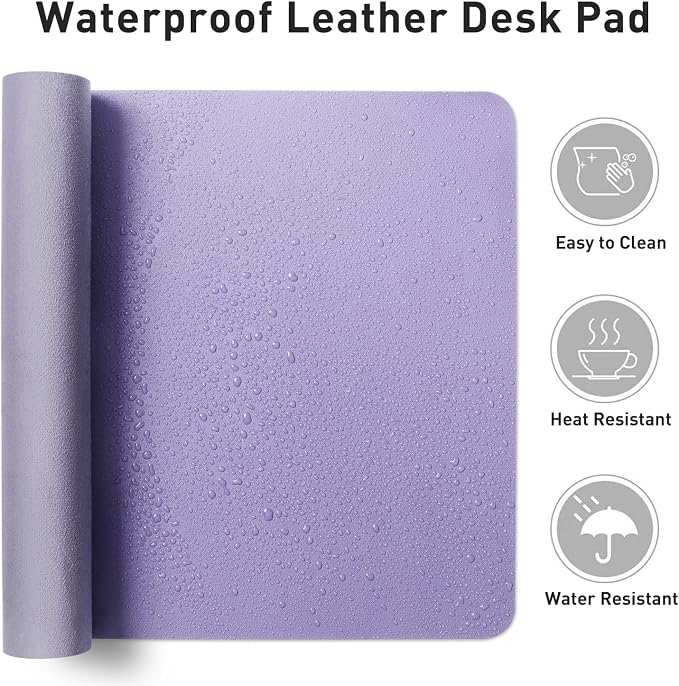 Aothia Faux Leather Desk Mat (Light Purple, 48" x 17") | Creates A Clean, Organized Workspace With One Surface For Your Keyboard, Laptop And Mouse