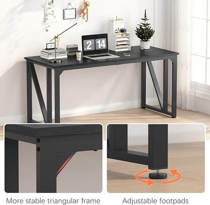 NSdirect Computer Desk 63×23.6 Inch Gaming Desk with Deeper & Thicker Desktop, Office Desk Work Desk for Home Office, Black