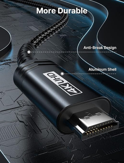 JSAUX USB C to HDMI Cable 3.3ft | 4K@60Hz USB 3.1 Type C to HDMI 2.0 Cord, Compatible with Thunderbolt 3/4, iPhone 17/Pro/Pro Max,16/Pro/Pro Max, MacBook Pro/Air, Galaxy S8 to S24, iPad Pro,iMac-Black