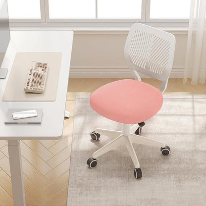 JPBSTO Armless Desk Chair, Height Adjustable Swivel Office Rolling Task Chairs with Soft Mesh Padded Cushion, Ergonomic Small Study Computer Chair for Girls Boys Teens (Pink, 2PCS)