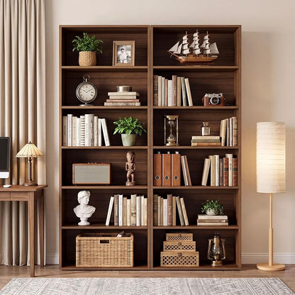 IRONCK Bookshelves and Bookcases Set of 2 Floor Standing 6 Tiers Display Storage Shelves 70 in Tall
