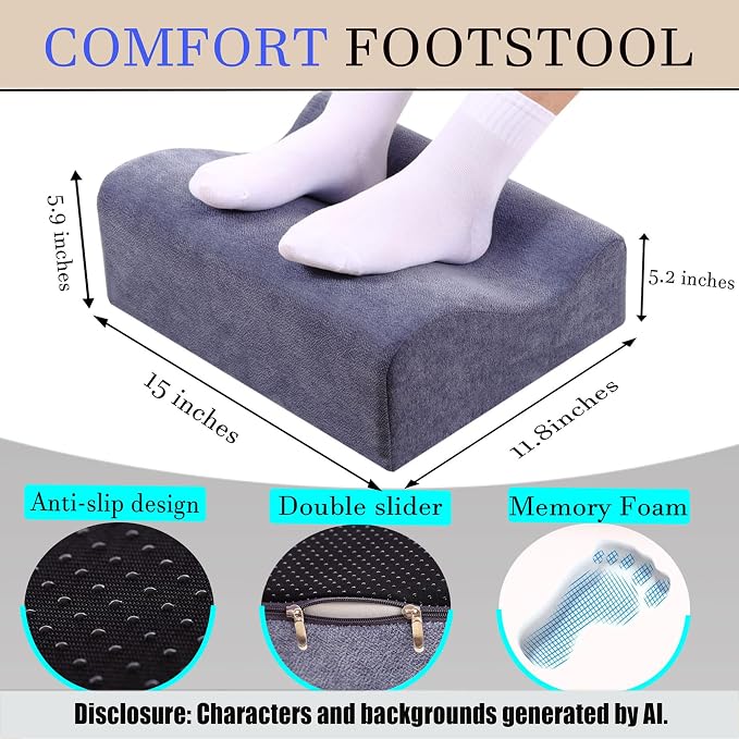 Work Foot Rest Under Desk,Comfort Foot Rest for Couch | Foot Rest For Under Desk at Work,At Soft Ergonomic Footrest,Support Foot Pillow,Heel Chair,Leg Elevation Pillow blue