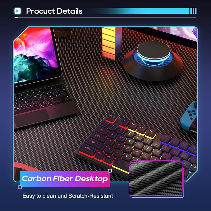 BestOffice 39" Gaming Desk Computer Gaming Desk Z Shaped Gaming Workstation Ergonomic Gaming Table with Headphone Hook for Game Players,Black&Red