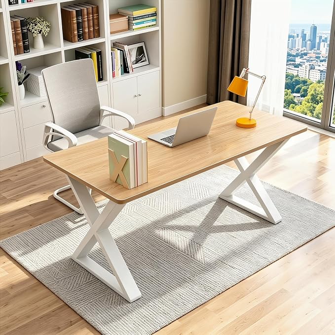 QLLY One-Piece Wood Tabletop, Replacement Board Desktop, Universal Countertop for Table and Workstation (Natural, 47.2x23.6 inch)