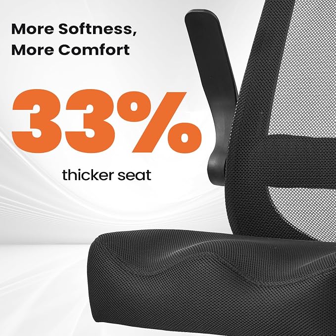 Drafting Chair 500LBS – Tall Office Chair with Adjustable Height & Foot Ring for Standing Desk, Ergonomic Mesh Chair with Flip-Up Armrests, Thick Curved Seat for Home Office & Creative Work