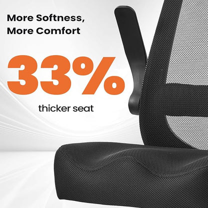 Drafting Chair 500LBS – Tall Office Chair with Adjustable Height & Foot Ring for Standing Desk, Ergonomic Mesh Chair with Flip-Up Armrests, Thick Curved Seat for Home Office & Creative Work