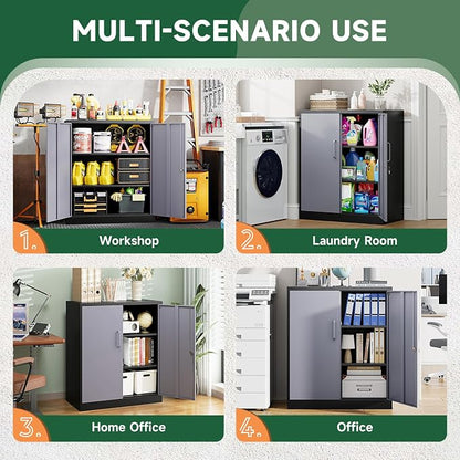 Letaya Metal Storage Cabinets with Lock Door and Shelves, Steel Garage Tool Cabinets for Home,Office, Warehouse,Lockers (36“-Black&Gray)