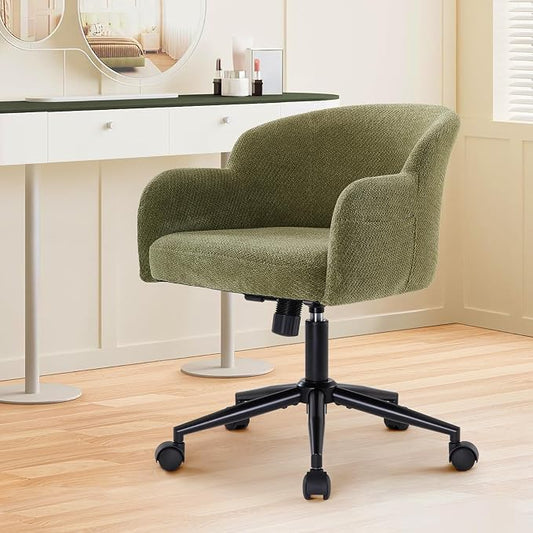 IWMH Desk Chair,Criss Cross Chair with Wheels and Arms,Modern Vanity Chair,Height Adjustable Ergonomic Swivel Office Chair for Vanity Home Office, Living Room, Bedroom (Green)