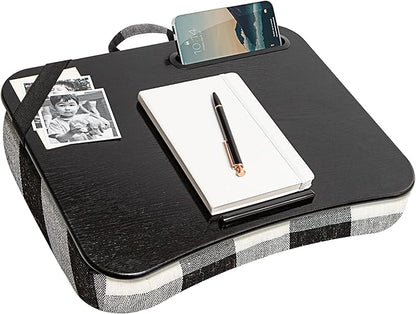 LAPGEAR Designer Lap Desk 2-Pack with Storage Basket, Phone Slot & Device Ledge – Buffalo Check – Fits Laptops up to 15.6" – Style No. 70428