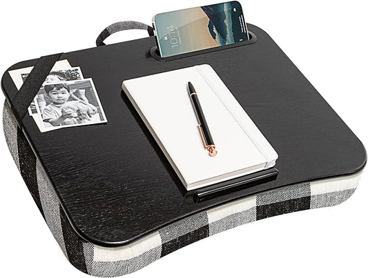 LAPGEAR Designer Lap Desk 2-Pack with Storage Basket, Phone Slot & Device Ledge – Buffalo Check – Fits Laptops up to 15.6" – Style No. 70428