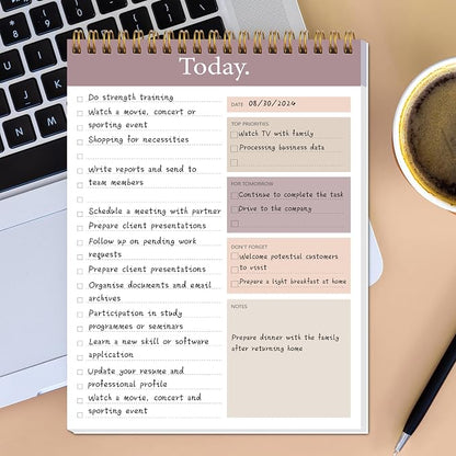To Do List Notepad - Daily Planner Notepad Undated 52 Sheets Tear Off, 6.5" x 9.8" Checklist Productivity Organizer with Hourly Schedule for Tasks(3 Pack)