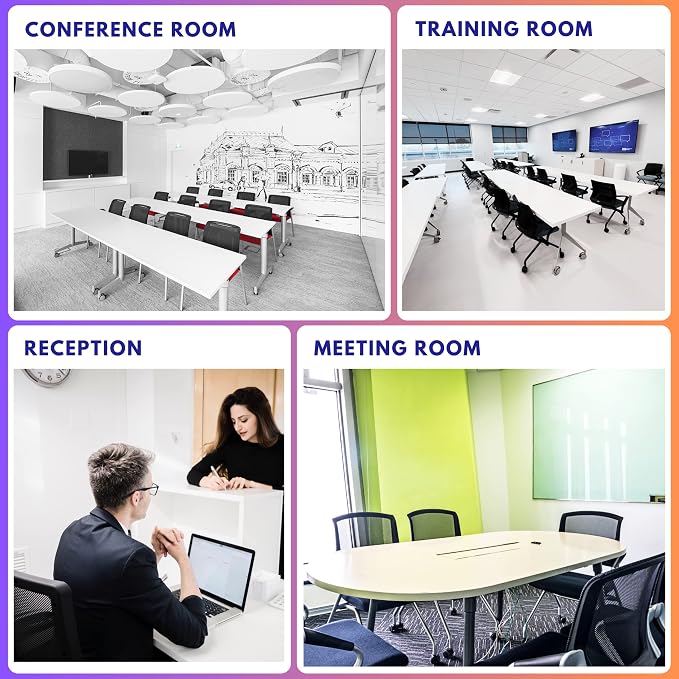 4 Pack Stackable & Foldable Conference Room Chairs with Lumbar Support, Armrest - Ergonomic Mesh Bouncing Back for Office Meeting, Conference, Reception and Training Room Chair