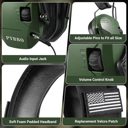 Electronic Shooting Ear Protection w/Gel Pads, 23dB NRR Active Noise Reduction & 3X Amplification Headset for Shooters