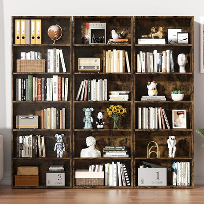 Shintenchi Bookshelf,6-Tier Open Bookcase and Bookshelves,6 Shelf Display Storage Shelves Floor Standing 70.6 inches Tall Bookcase for Home Office, Living Room (Brown)
