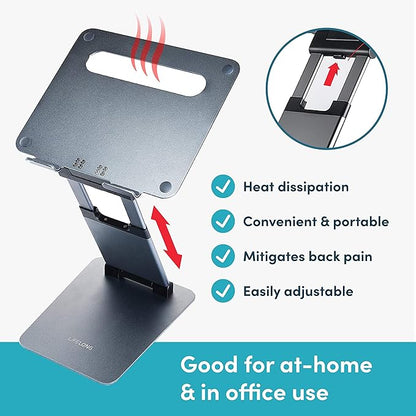 Lifelong Ergonomic Adjustable Laptop Stand for Desk, Extra Tall 20” Height Aluminum Laptop Riser, Portable Foldable Computer Stand, Fits 10-17” Laptops for Office Meetings, Teamwork & Desk Setup
