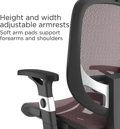 STAPLES Hyken Ergonomic Task Chair, Mesh, Ergonomic, Lumbar Support, Swivel, Maroon
