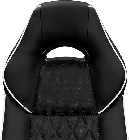Techni Mobili PU Leather Executive Chair with Padded Armrests, Height Adjustable Racing Style Office Chair with Tilt Control, Black