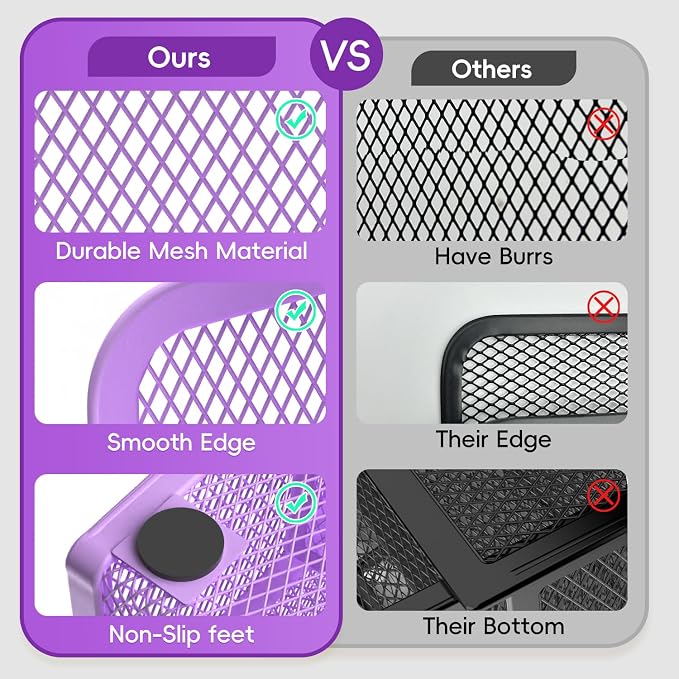 Mesh Pen Organizer for Desk - Multi-Functional Pencil Holder with Drawer Desk Organizers, Large Capacity Storage for School Office Home Supplies (Purple)