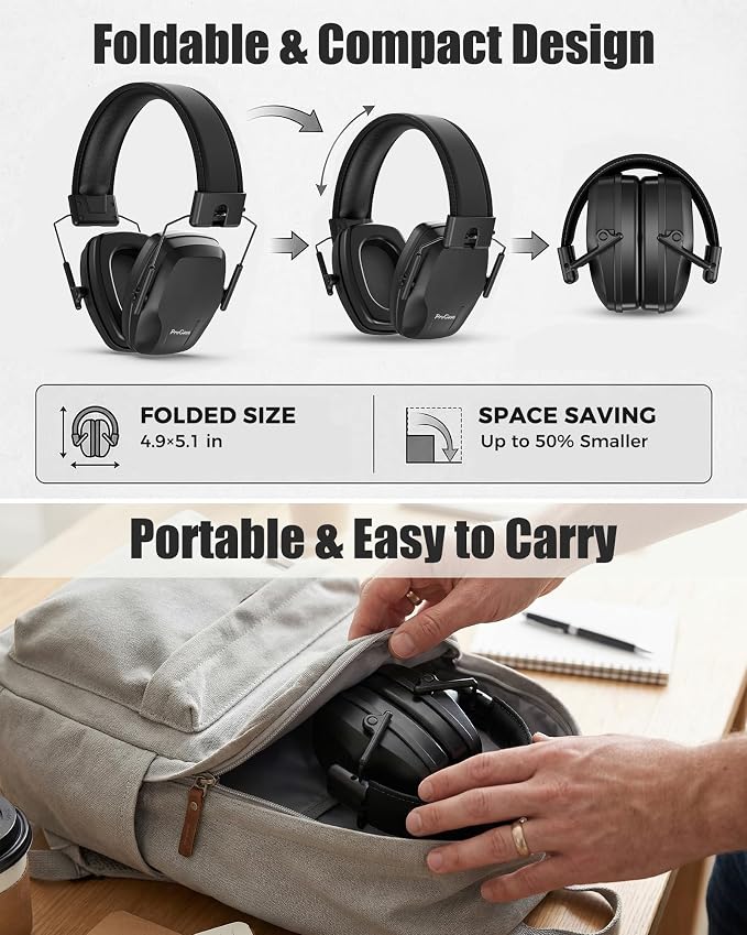 ProCase Noise Reduction Ear Muffs SNR 29dB, Hearing Protection Headphones for Adults, Adjustable Soundproof Ear Defenders
