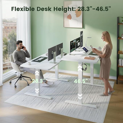 CubiCubi 55 x 24 Standing Desk, Height Adjustable Electric Computer Desk, Sit Stand up Home Office Workstations, White