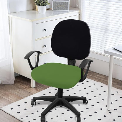 Smiry Printed Office Computer Chair Seat Covers, Stretch Fit Universal Desk Rotating Chair Cover Washable Removable Seat Cushion Protectors - Olive Green