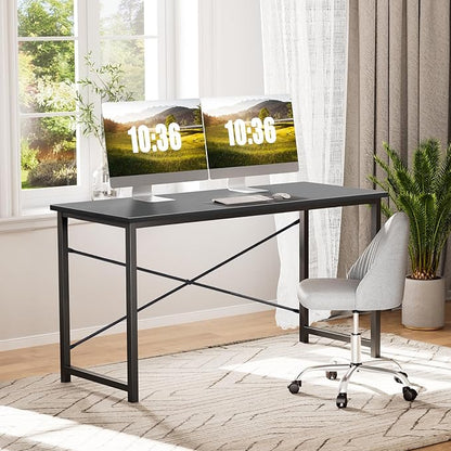 Sweetcrispy 32 Inch Small Computer Desk, Home Office Desk, Small Study Workstation for Bedroom, Study Table with X-Shaped, Modern Simple Gaming Table, Black