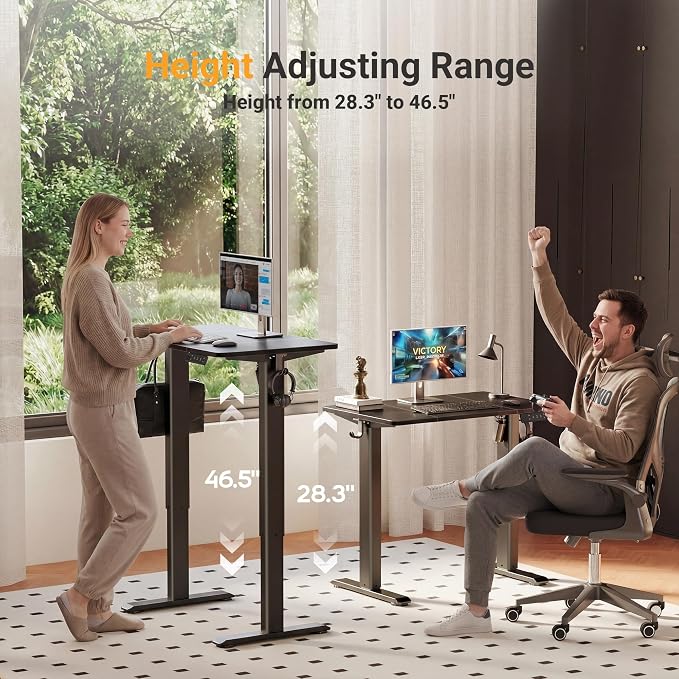 YDN Electric Standing Desk Adjustable Height, 63 x 24 Inches Sit Stand up Desk with Memory Presets & Cable Management, Home Office Desk for Office & Computer Workstation, Black Frame/Black Top