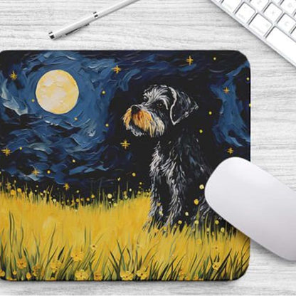 Tubbie Prints Starry Night Dog Mouse Pad for Computer Laptop Home Office Gaming Working Desk Desktop Accessories Non-Slip Rubber Mouse Pad for Dog Lovers (Miniature Schnauzer)