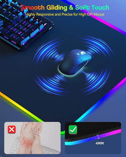 Wireless Charging Mouse Pad with Phone Stand, 31.5"x15.8" Large | Gaming Mousepad RGB Desk Mat, Smooth Glide, Stitched Edge, Non-Slip Rubber Base, Waterproof Keyboard Mat, with Adatper