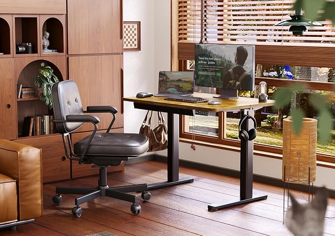 Claiks Standing Desk with Drawers, Electric Standing Desk Adjustable Height, Stand Up Desk Computer Workstation, 40 Inch, Rustic Brown
