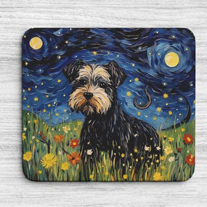 Starry Night Dog Mouse Pad for Home Office Gaming Working Desk Computer Desktop Accessories Non-Slip Rubber Mouse Pad for Dog Lovers (Miniature Schnauzer)