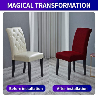 Stretch Chair Covers for Dining Room Set of 4, Removable Washable Dining Room Chair Covers, Dining Chair Slipcovers Seat Protector, Great Home Decor and Banquet Upholstery (Red Dahlia, 4 Pack)