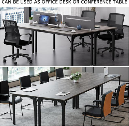 78.7 Inches Extra Long Desk,6.5ft Office Table with Flexible Configuration,Large Computer Table with Adjustable Footpads,Stable Structure,Office Desk for 2 Person (Grey)