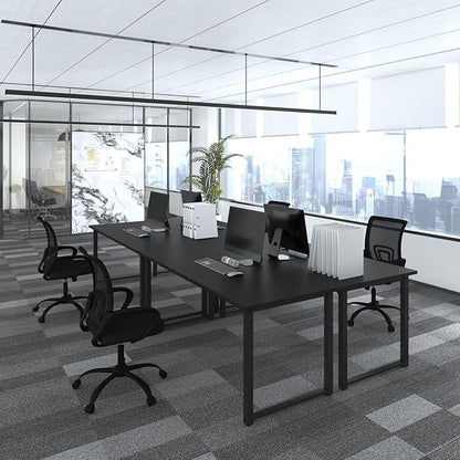 Bonzy Home 12FT Conference Table, Modern Large Meeting Table Office Desks for 16 Person, Long Rectangle Table with Sturdy Metal Frame, 4PCS, 142" D x 64" W x 30" H, Black