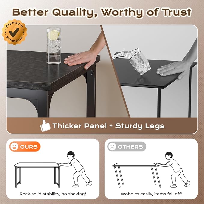 Huuger 63 x 31.5 inch Desk with Power Outlets & USB-C, 0.95 Inch Thicker Desktop, Robust Metal Tubes, Deep Computer Desk, Heavy Duty Office Work Desk, for Home Office, Black