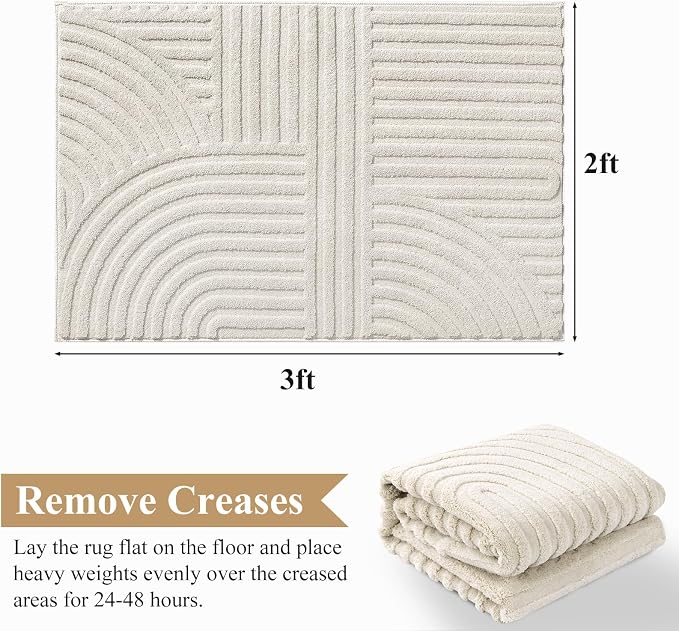 Pauwer 2x3 Washable Area Rugs for Living Room Modern Beige Solid Color Soft Fluffy Rugs for Bedroom Non Slip Boho Accent Indoor Mat Floor Carpet Cover for Kids Room Dining Room Kitchen Office, Beige
