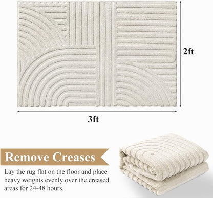 Pauwer 2x3 Washable Area Rugs for Living Room Modern Beige Solid Color Soft Fluffy Rugs for Bedroom Non Slip Boho Accent Indoor Mat Floor Carpet Cover for Kids Room Dining Room Kitchen Office, Beige