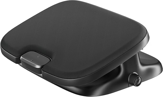 PEGZONE Under Desk Footrest, Adjustable Foot Rest with Height and Degree Angle,Ergonomic Desk Foot Rest with Memory Foam, Foot and Leg Rest for Home & Office, Black