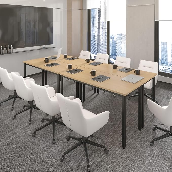 Bonzy Home 4PCS Conference Tables 8FT Computer Desk Study Writing Podcast Table for Meeting Room Conference Room for 10 People, 94.4"x47.2"x29.5", Natural