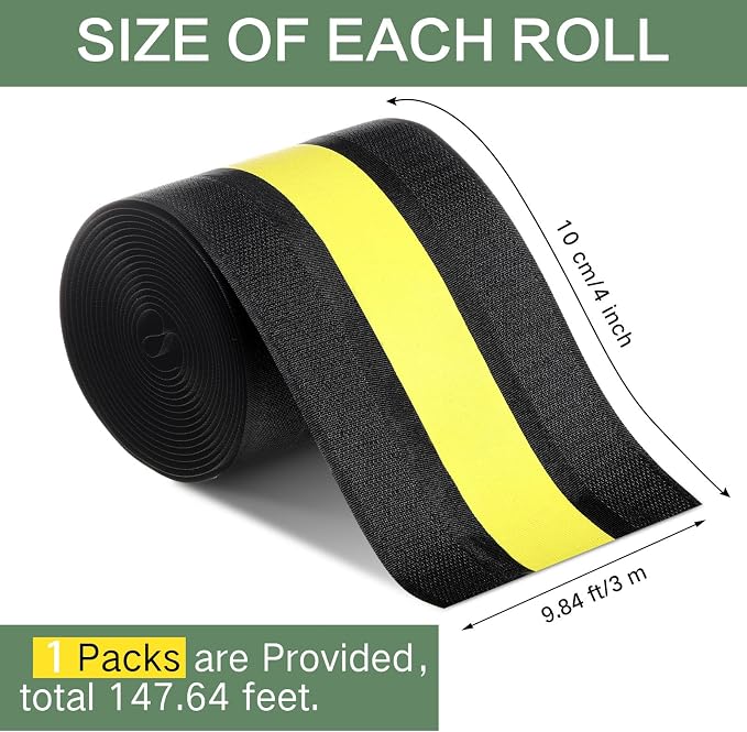WILLBOND Carpet Cord Cover Cable Protector Floor Cover Cable Protector Management Only for Commercial Office Carpet(9.84 ft,Black and Yellow)