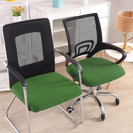 Smiry Stretch Jacquard Office Computer Chair Seat Covers, Removable Washable Anti-dust Desk Chair Seat Cushion Protectors - Olive Green