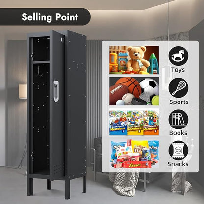 BUTISOW Metal Cabinet Home Office Storage, Lockable Steel Locker with Door, 54" Height, Multi-Purpose for Home, Office, Gym, School, Garage